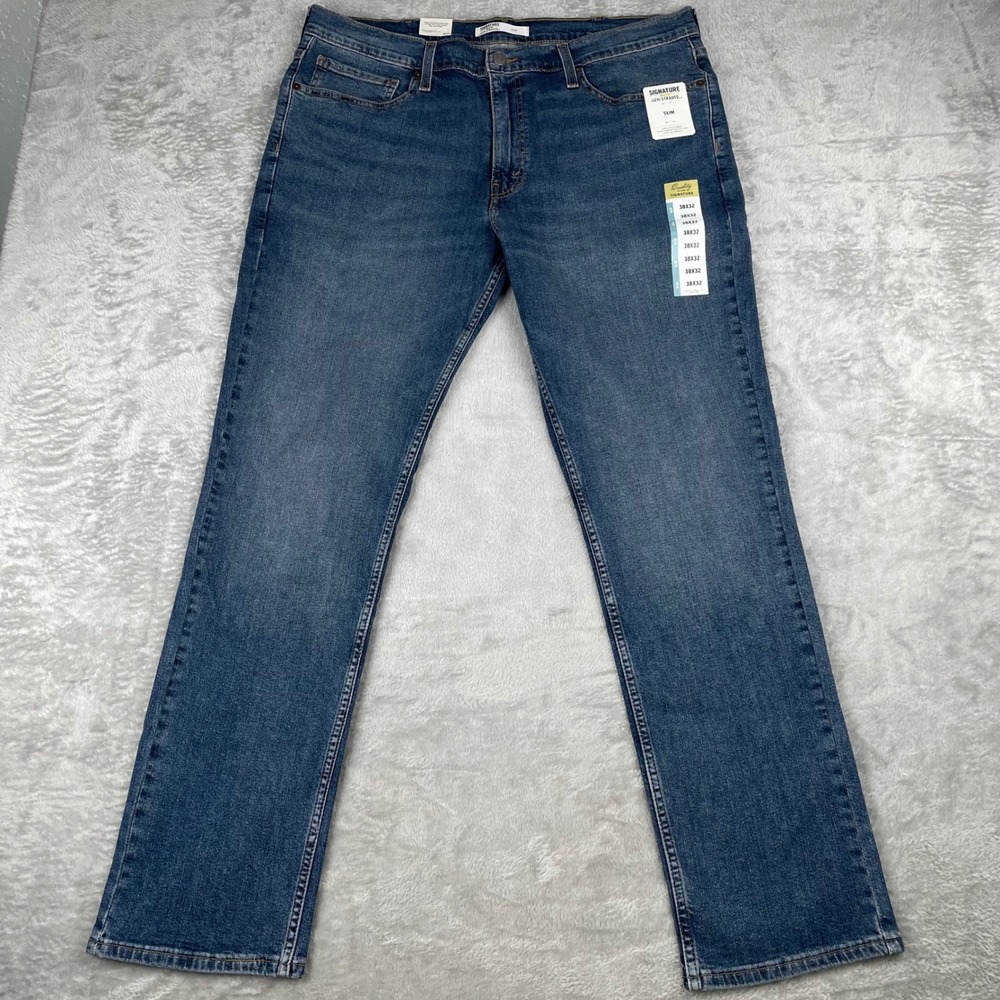 Signature by Levi Strauss Gold Slim Fit Super Flex Mens Jeans 38x32 Medium Wash